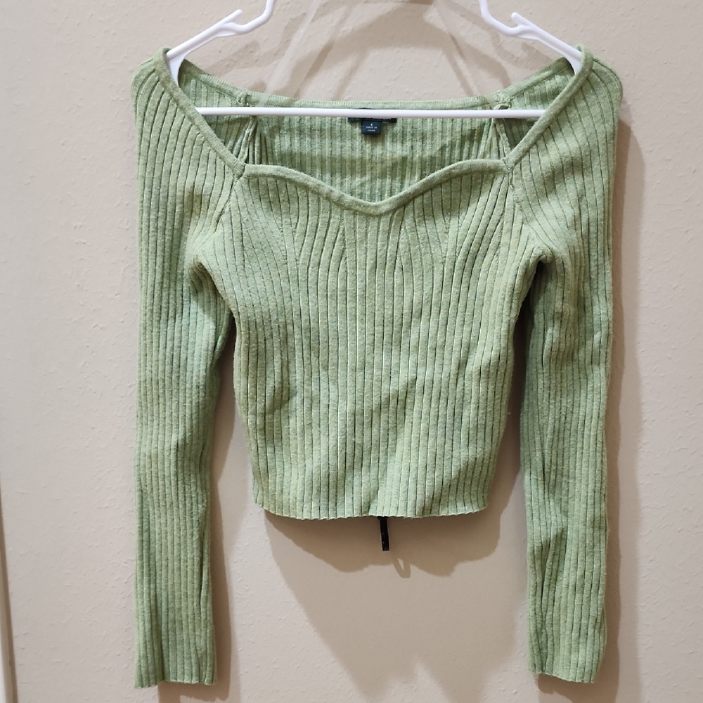 Wild Fable Green Off-the-Shoulder Sweater